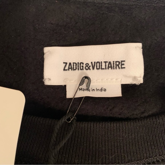 ZADIG & VOLTAIRE Black Crystal Camo Logo Rock Strass Sweatshirt🆕 - Picture 5 of 6